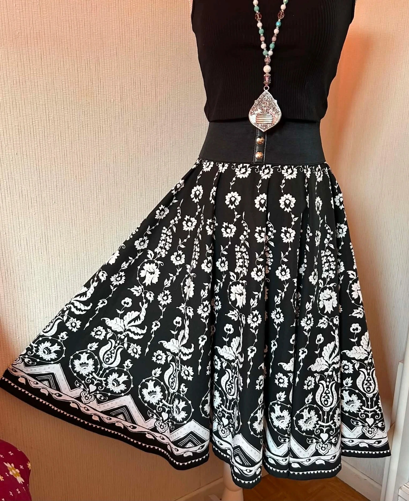 🖤🌿Vintage 2000s katoenen dansende rok barok bohemien folk chic Full circle rok 36/38🌿🖤 – photo 18